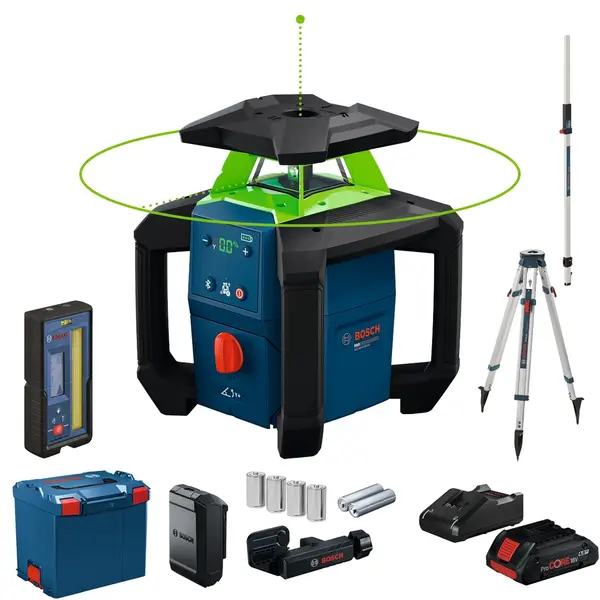 Nivela laser rotativă Bosch – Professional, GRL 18V-4-34CVG, 400 m, 4 Ah, cu accesorii și valiză