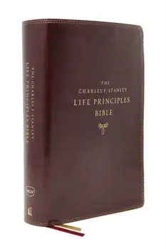NKJV, Charles F. Stanley Life Principles Bible, 2nd Edition, Leathersoft, Burgundy, Thumb Indexed, Comfort Print/***