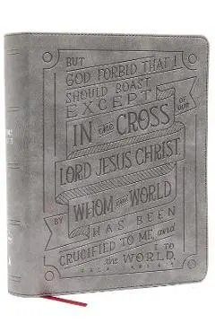 Nkjv, Journal Reference Edition Bible, Verse Art Cover Collection, Leathersoft, Gray, Red Letter, Comfort Print: Let Scripture Explain Scripture. Refl - Thomas Nelson