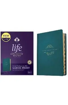 NKJV Life Application Study Bible, Third Edition, Large Print (Red Letter, Leatherlike, Teal Blue, Indexed) - Tyndale