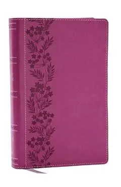 NKJV Personal Size Large Print Bible with 43,000 Cross References, Pink Leathersoft, Red Letter, Comfort Print - Thomas Nelson