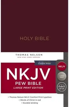 NKJV, Pew Bible, Large Print, Hardcover, Burgundy, Red Letter Edition - Thomas Nelson