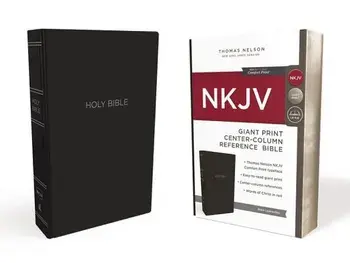 NKJV, Reference Bible, Center-Column Giant Print, Leather-Look, Black, Red Letter Edition, Comfort Print/Thomas Nelson