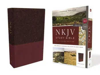 NKJV Study Bible, Imitation Leather, Red, Full-Color, Red Letter Edition, Comfort Print: The Complete Resource for Studying God's Word/Thomas Nelson