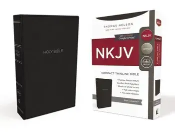 NKJV, Thinline Bible, Compact, Imitation Leather, Black, Red Letter Edition/Thomas Nelson