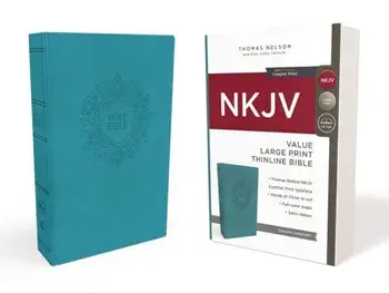 NKJV, Value Thinline Bible, Large Print, Imitation Leather, Blue, Red Letter Edition, Hardcover/Thomas Nelson