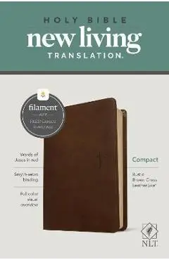 NLT Compact Bible, Filament Enabled Edition (Red Letter, Leatherlike, Rustic Brown) - Tyndale