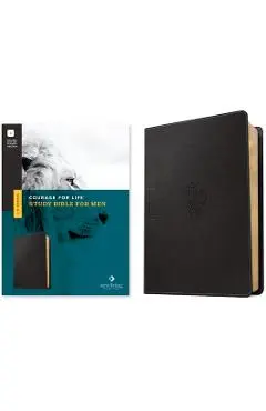 NLT Courage for Life Study Bible for Men, Filament-Enabled Edition (Leatherlike, Onyx Lion) - Tyndale