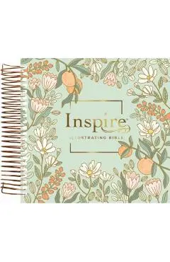 NLT Dayspring Inspire Illustrating Bible, Filament-Enabled Edition (Spiral Bound, Mint Floral Garden) - Dayspring