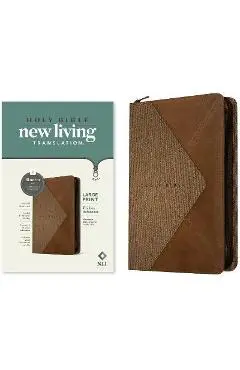 NLT Large Print Thinline Reference Zipper Bible, Filament Enabled Edition (Leatherlike, Messenger Stone & Camel ) - Tyndale
