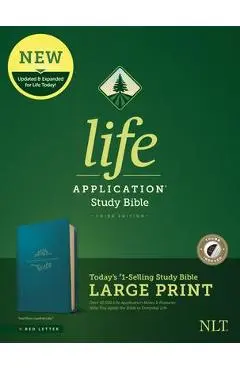 NLT Life Application Study Bible, Third Edition, Large Print (Leatherlike, Teal Blue, Indexed) - Tyndale