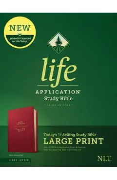 NLT Life Application Study Bible, Third Edition, Large Print (Red Letter, Leatherlike, Berry) - Tyndale