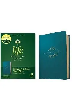 NLT Life Application Study Bible, Third Edition (Red Letter, Leatherlike, Teal Blue) - Tyndale