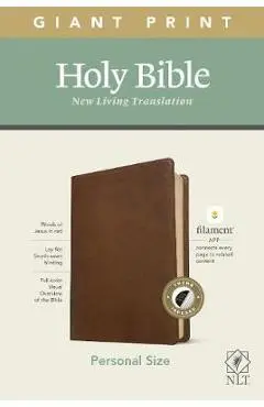NLT Personal Size Giant Print Bible, Filament Enabled Edition (Red Letter, Leatherlike, Rustic Brown, Indexed) - Tyndale