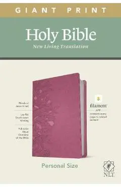 NLT Personal Size Giant Print Bible, Filament Enabled Edition (Red Letter, Leatherlike, Peony Pink) - Tyndale