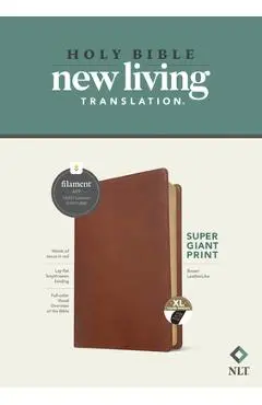NLT Super Giant Print Bible, Filament-Enabled Edition (Red Letter, Leatherlike, Brown, Indexed) - Tyndale