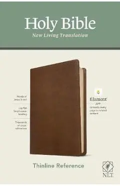 NLT Thinline Reference Bible, Filament Enabled Edition (Red Letter, Leatherlike, Rustic Brown) - Tyndale