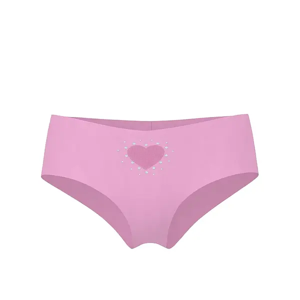 No-show heart cut-out cheeky panty - pink L