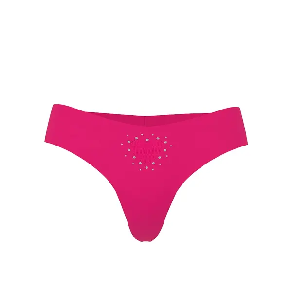 No-show heart cut-out thong panty - pop pink S