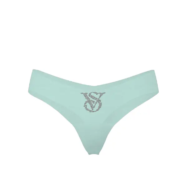 No-show thong panty - canal blue snowflake L