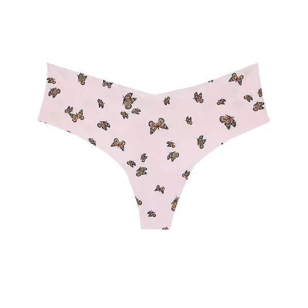 No-show thong panty - delicate violet butterflies L