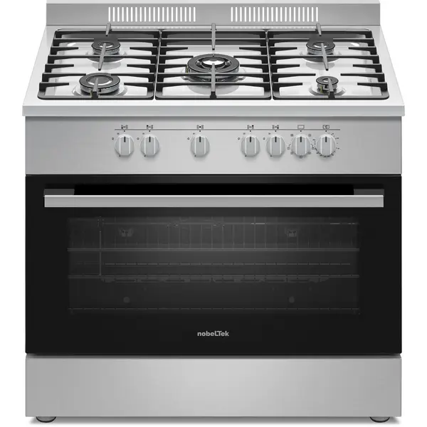 NobeLTek Aragaz semi-profesional Nobeltek NLT SP6904IX/FE1, plita gaz cu 5 arzatoare, 90 cm, inox
