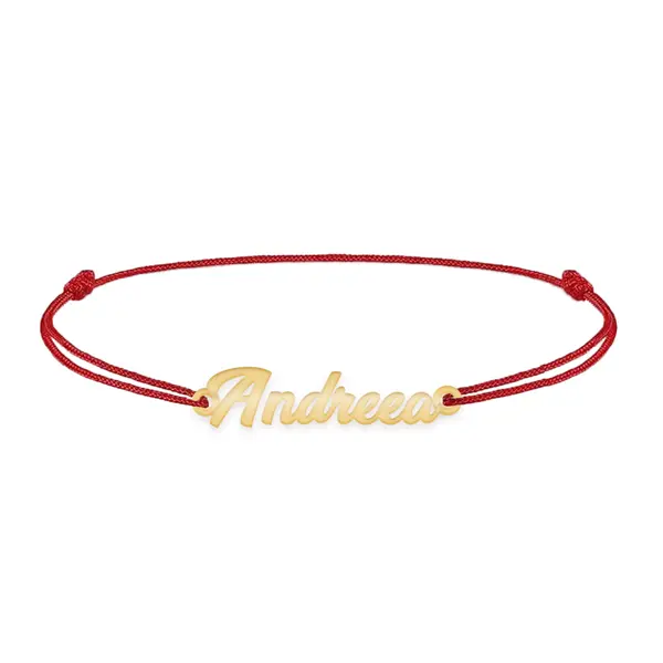 Nomine - Bratara snur personalizata cu nume din argint 925 placat cu aur galben 24K