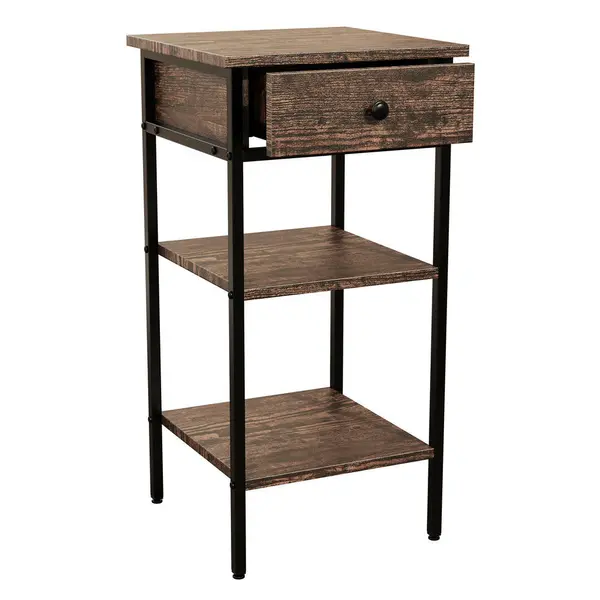 Noptieră, 35/70/35 cm, negru, culoare lemn stejar