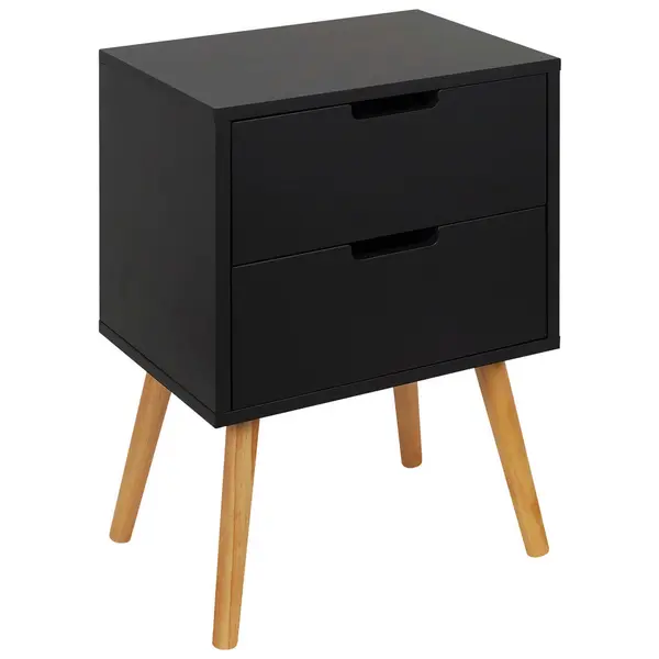 Noptieră, 40/60/30 cm, masiv pin antracit, culoare natur