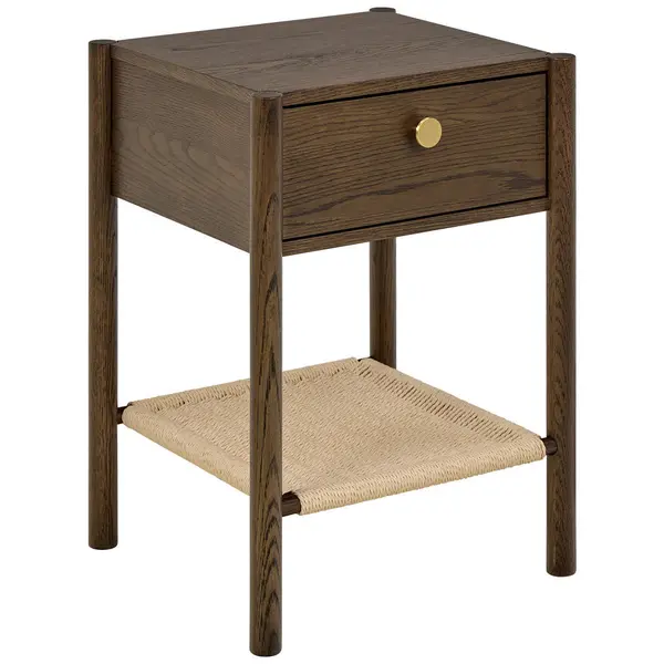 Noptieră, 43,5/60/40 cm, furniruit stejar închis la culoare
