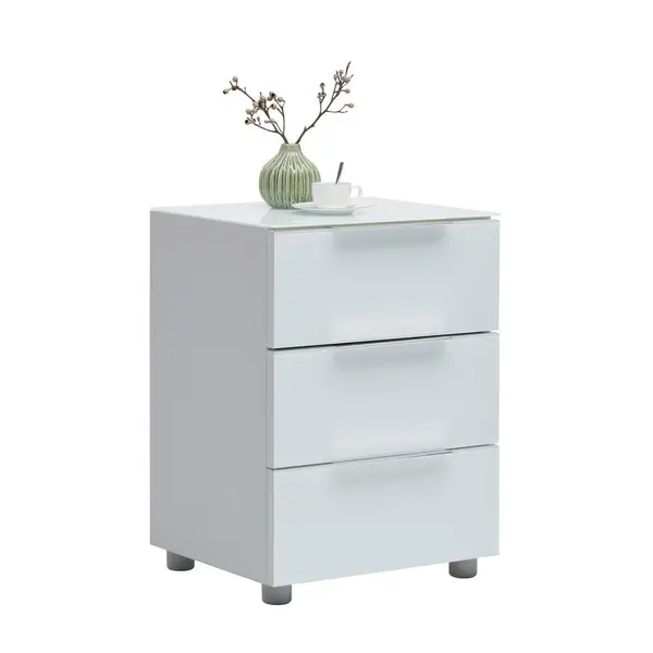 Noptieră, 45,3/60,4/40 cm, alb lucios intens
