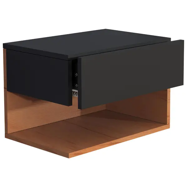 Noptieră, 45/30/32 cm, negru, culoare lemn stejar