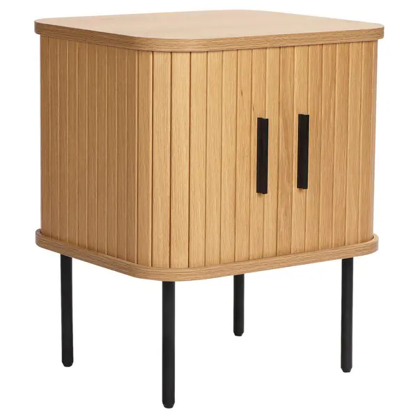 Noptieră, 45/55/40 cm, negru, culoare lemn stejar