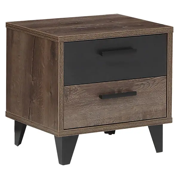 Noptieră, 49,8/48,5/41,5 cm, negru, culoare lemn stejar