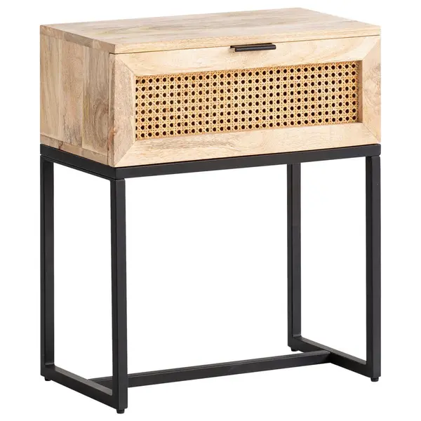 Noptieră, 50/60/30 cm, masiv lemn de mango culoare natur
