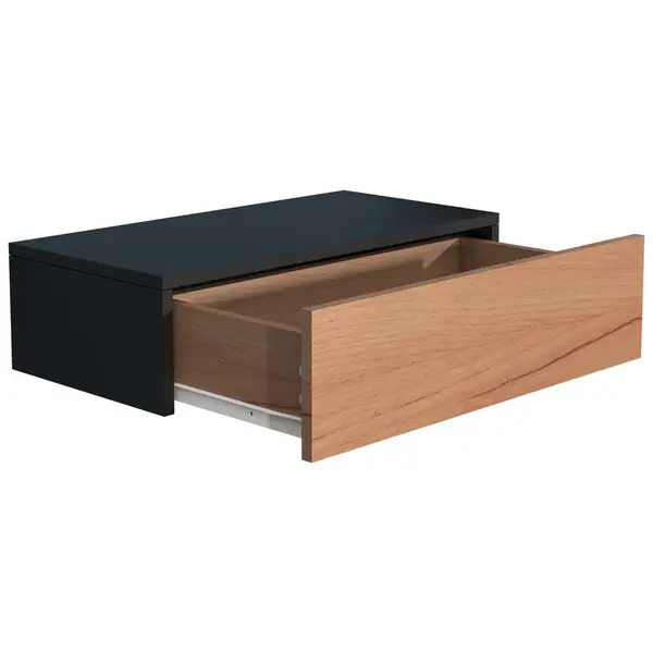 Noptieră, 60/15/30 cm, negru, culoare lemn stejar