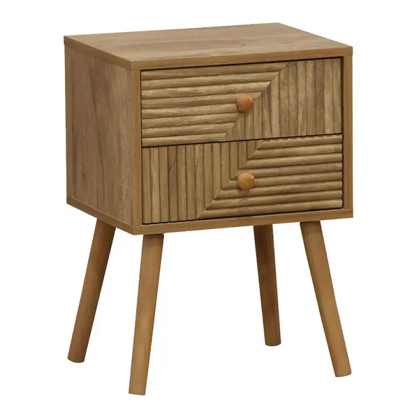 Noptiera Historic cu 2 sertare lemn, Natural, 38x32x54 cm