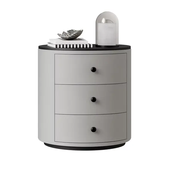 Noptieră Modernă Multifuncțională cu &Icirc;ncărcare Wireless 15W, Iluminare LED &icirc;n 3 Culori și 3 Sertare de Depozitare-LIGHTGRAY