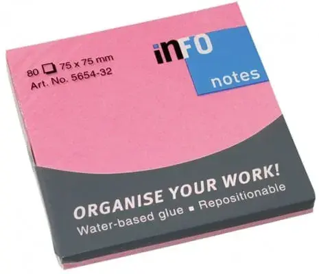 Notite adezive Infonotes 75x75mm 80file roz briliant Notite adezive Infonotes 75x75mm 80file roz briliant