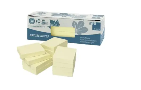 Notite adezive reciclate InfoNotes 50x40 100file galben 12buc/cut Notite adezive reciclate InfoNotes 50x40 100file galben 12buc/cut