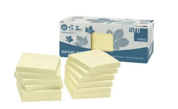 Notite adezive reciclate InfoNotes 75x75mm 100file galben 12buc/cut Notite adezive reciclate InfoNotes 75x75mm 100file galben 12buc/cut