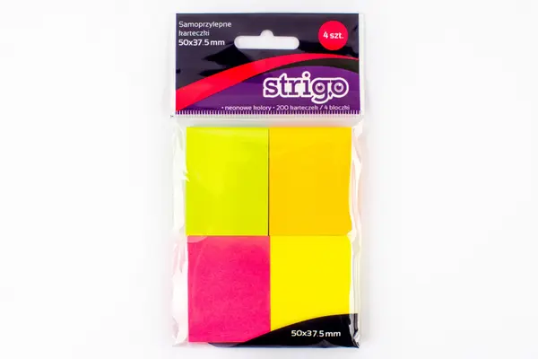 Notite Adezive Strigo, 4 Paduri Neon, 50 37.5 mm, 200 File