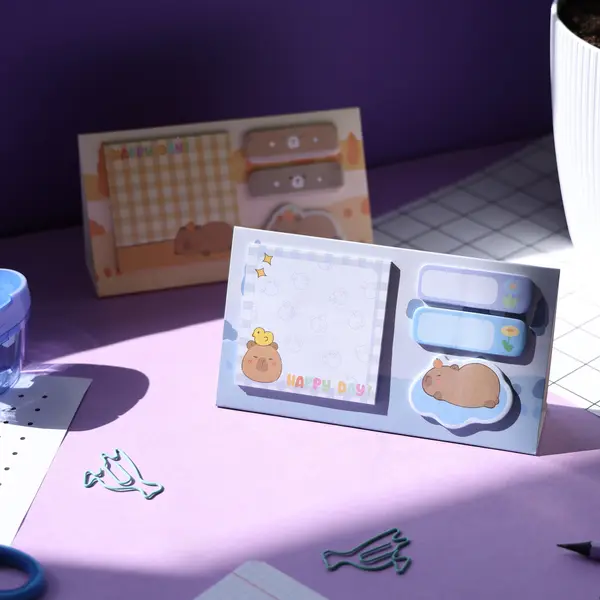 Notite adezive Strigo Capybara albastru pastel , sticky notes decorative pentru birou