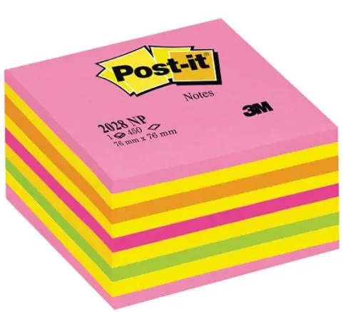 Notite autoadezive Post-it - Post-it - Neon Pink, 7.6 x 7.6 cm, 450 file