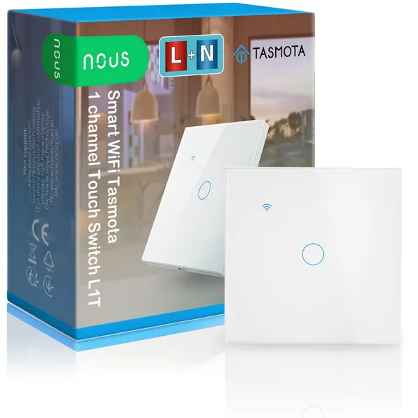 Nous Intrerupator Inteligent Nous Smart Light Switch, WiFi, Tasmota, 1 canal, Touch