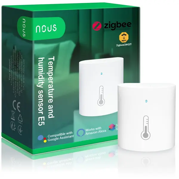 Nous Senzor Smart de Temperatura si Umiditate NOUS E5, ZigBee, Alb