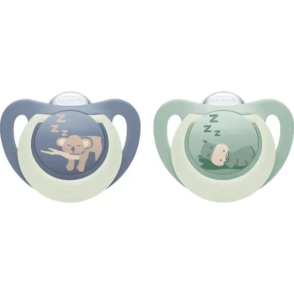 NUK First Choice Night 6-18 m suzetă Hippo/Koala 2 buc