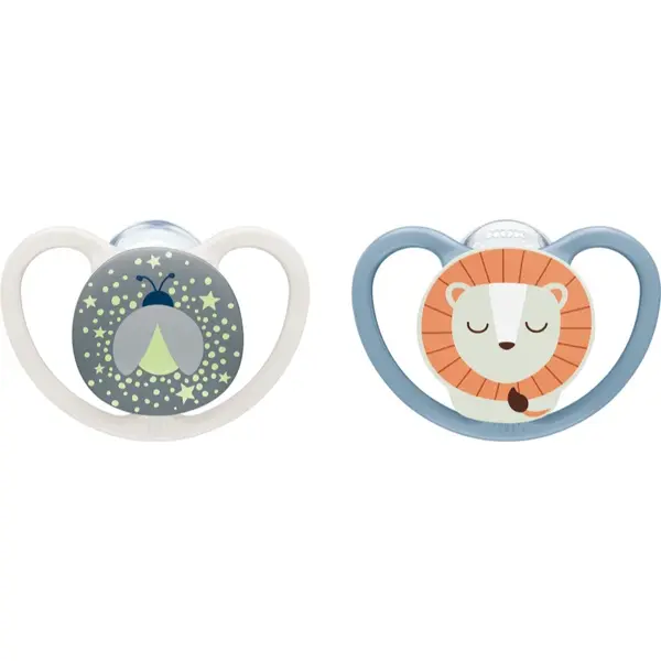 NUK Perfect Match Air Night 0-6 m suzetă Firefly/Lion 2 cm
