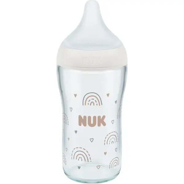 NUK Perfect Match Glass Bottle biberon de sticlă cu controlul temperaturii 3m+ 230 ml