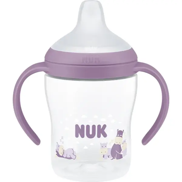 NUK Perfect Match Hippo biberon pentru învățare cu controlul temperaturii 6m+ 150 ml